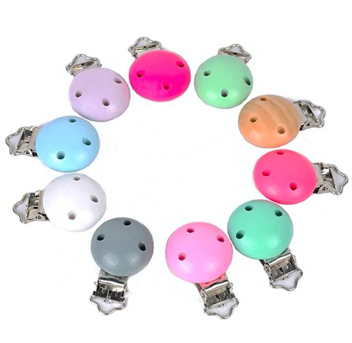 Nipple Chain Teeth Accessories For Three Holes Of Color Round Wooden Baby Pacifier Clip Nipple