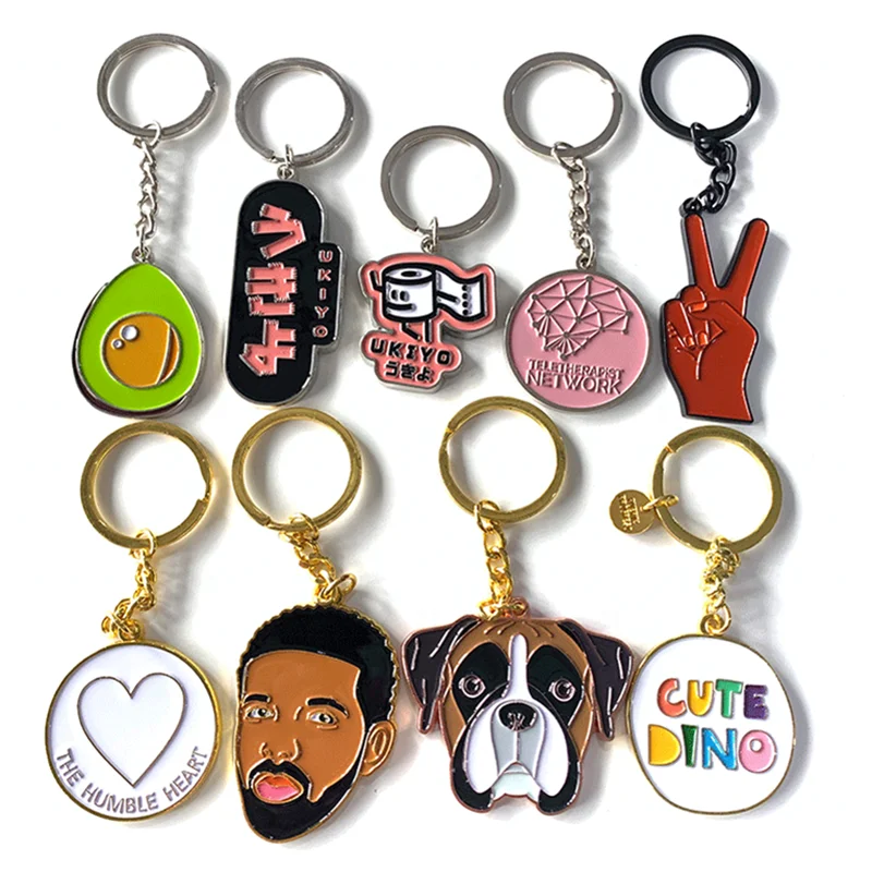 No Minimum Custom Key Chain Logo Letter Metal Zinc Alloy Hard Soft Enamel Keychain 2d 3D Cartoon Anime Key Ring with Logo