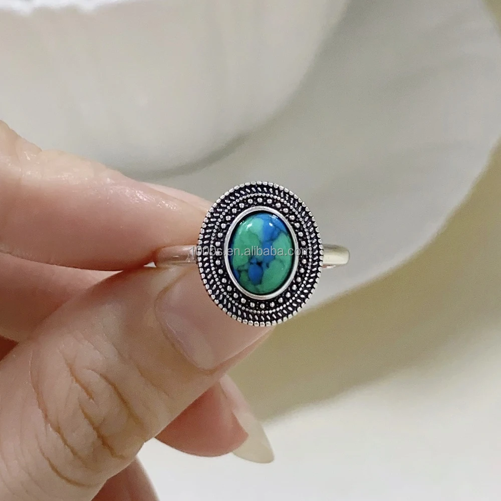 Factory S925 Silver Oxidized with Turquoise Ring with Coral Onyx Available Fashion Jewelry for Women Men New Arrivals