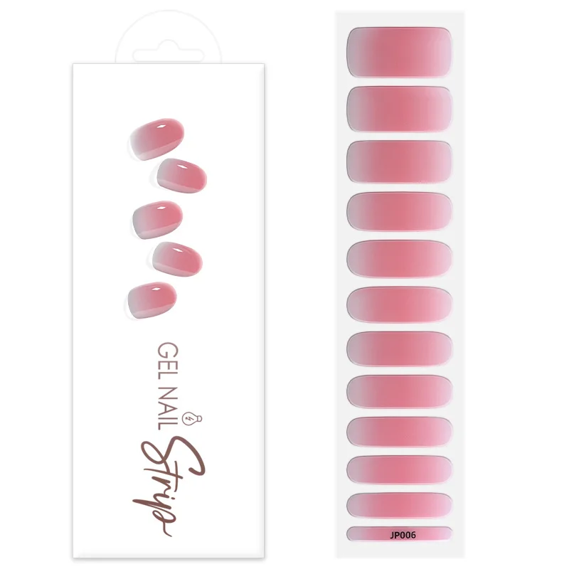 Wholesale Custom Design Semi Cured Gel Nail Sticker Tickers Solid Elegant 3d Uv Gel Nail Art Polish Wrap Strips