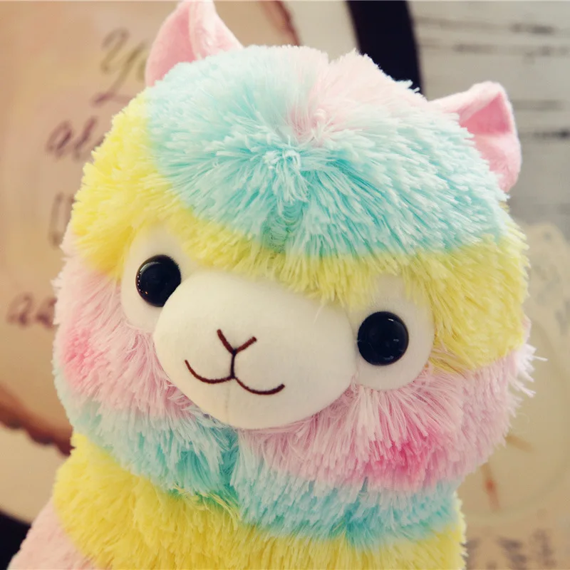 Spot cute animal rainbow alpaca plush toy color alpaca doll pillow doll plush