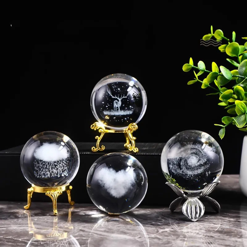 Honor of crystal business gifts OEM ODM Glass Ball 3D Laser engraved crystal ball night lamp crystal ball 40mm