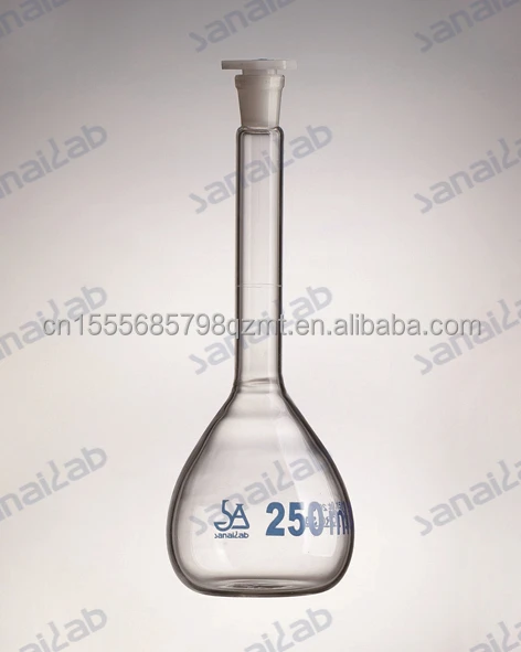 Flat Bottom Borosilicate Pressure 500 Ml Volumetric Glass Flask Long Neck With Base