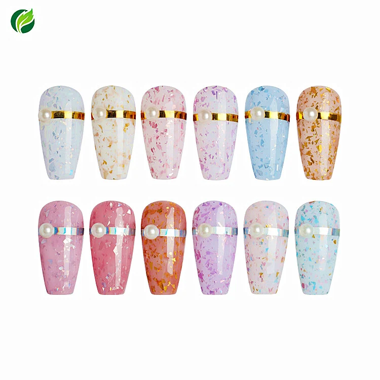 high quality nail supplier odm oem custom logo soak off painless foil flakes base two step glitter color gel nail polish
