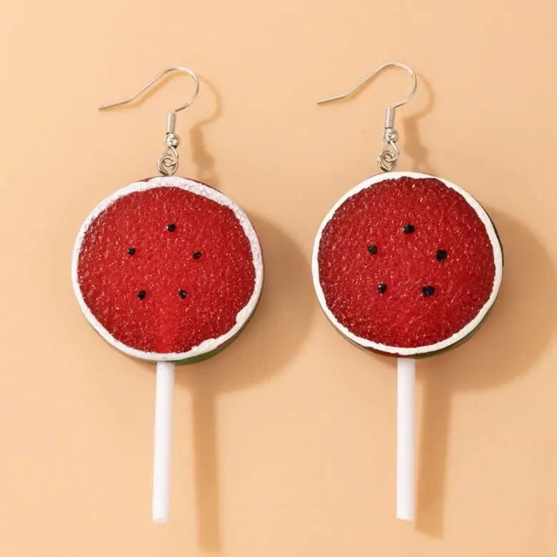 2022 new  fashion  amazon top seller alternative jewelry lemon lollipop resin ear hooks watermelon fruit drop dangle earrings