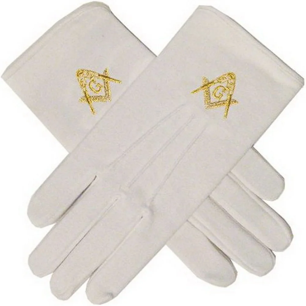 Hot Sale 2022 FGI Custom Logo White Cotton Masonic Gloves Good Quality All Color Cheap Rate for unisex