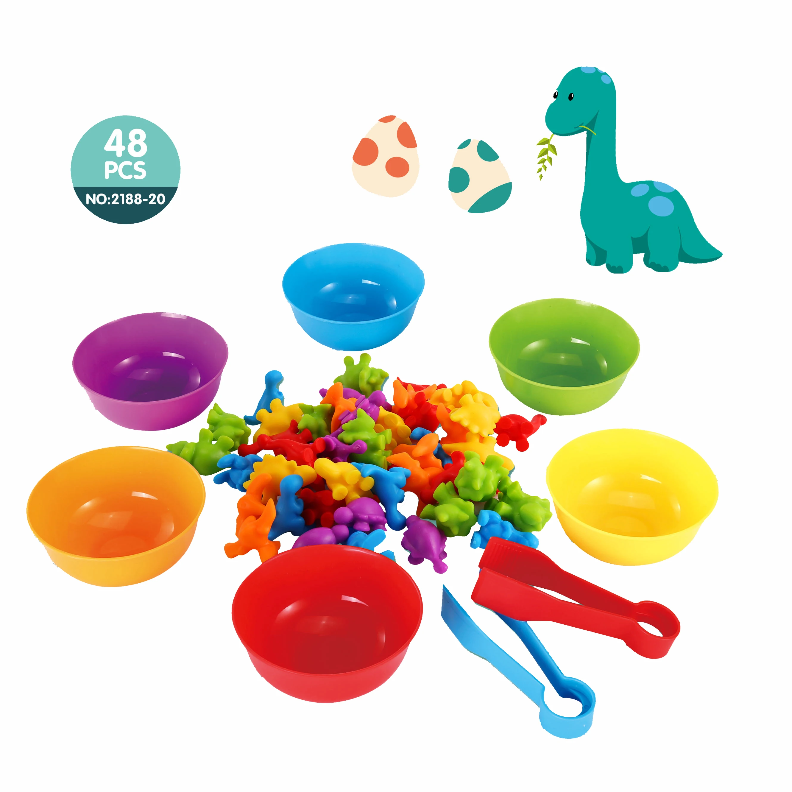 KS early educational montessori toy rainbow counting matching set STEM rainbow bowls clip baby toy