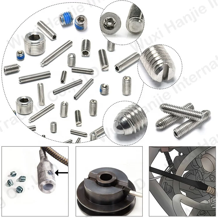 Wholesale M3 M4 Stainless Steel Plastic Tip Dog Point Hollow Hex Socket Head Grub Set Screw