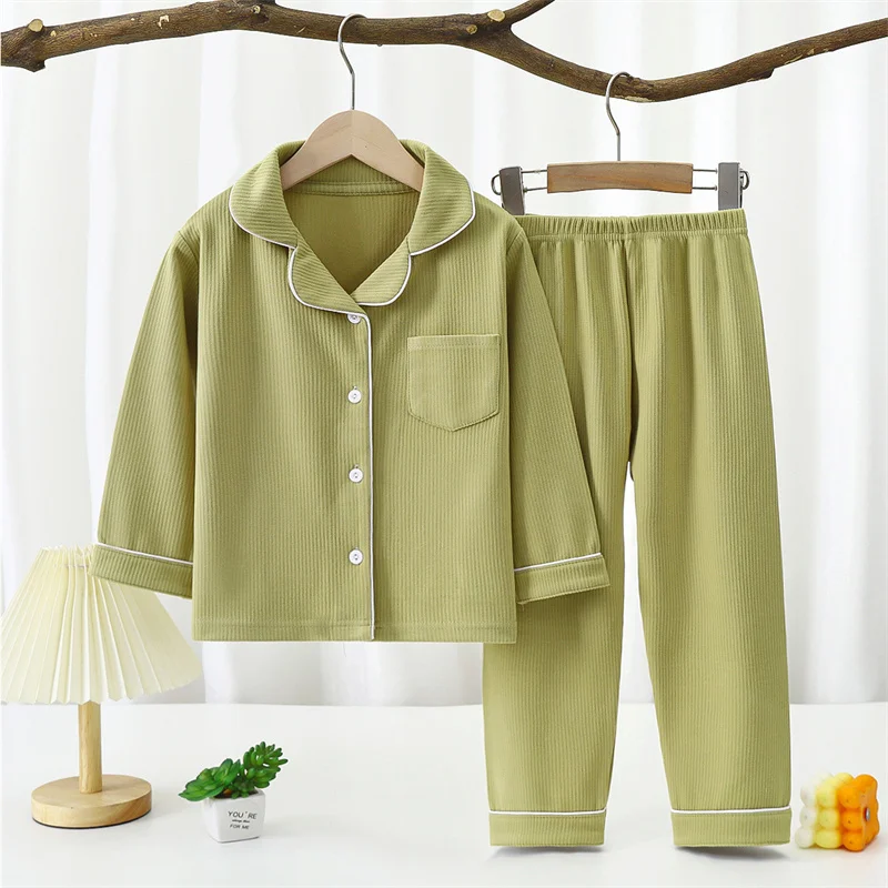 Ms-549 Kids Sleepwear Pajamas Set Wholesale Child  Pyjamas Winter Pocket Sold Color Pajama for Kids Girls Set 2024