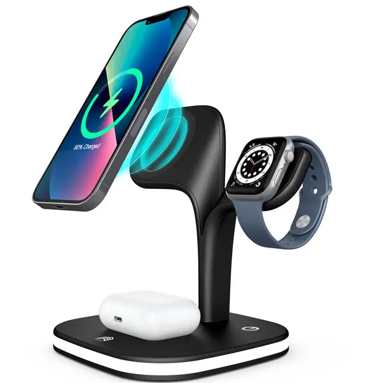 3 In 1 Magnetic Fast 15w Wireless Charging Station 2022 Mobile Phone Charging Stand Widely Compatible