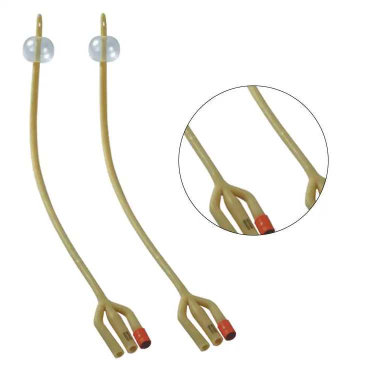 Non-toxic and harmless disposable silicone coated 3 way latex foley catheter for patients