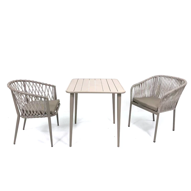Современная уличная мебель для балкона алюминиевый кофейный обеденный стол веревочный стул комплект садовой мебели