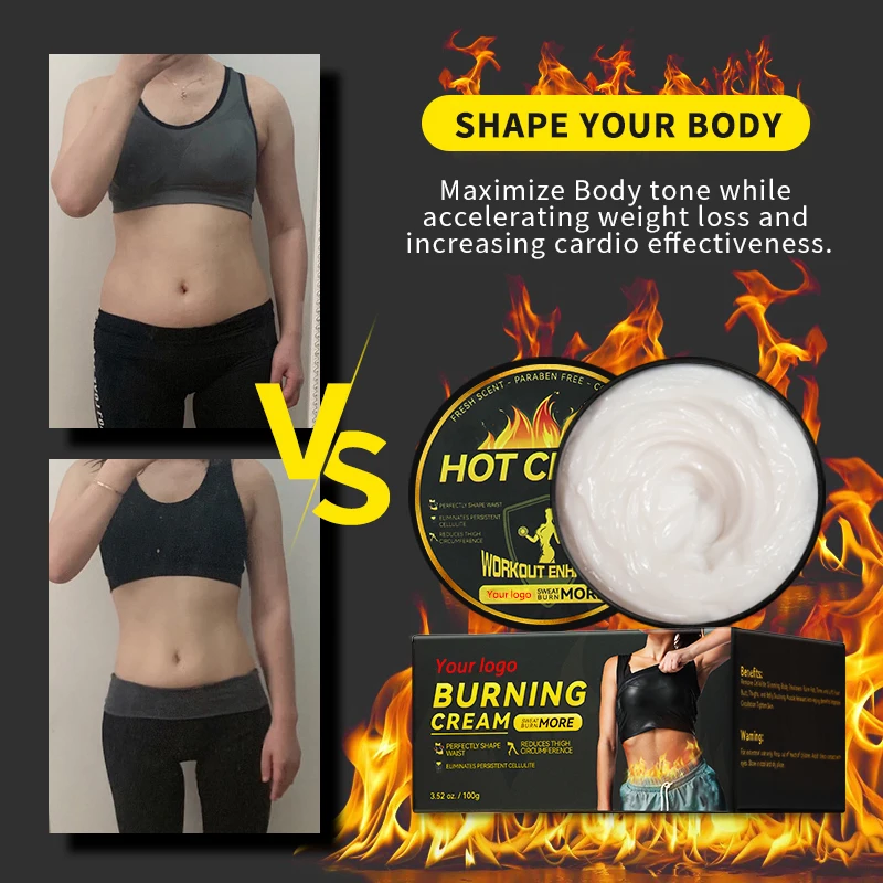 Custom Private Label Natural Organic Quick Sweat Waist Weight Loss Hot Slim Cream Body Belly Fat Burning Slimming Cream