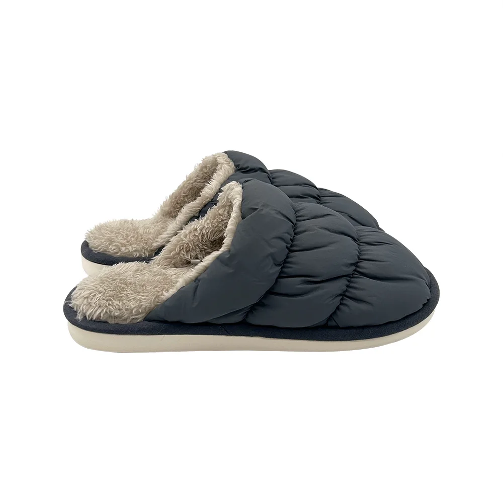 Winter Autumn Style Waterproof Down Jacket Fabric Material Fur Women Man Flat Soft Warm Sole For Unisex Indoor Slipper