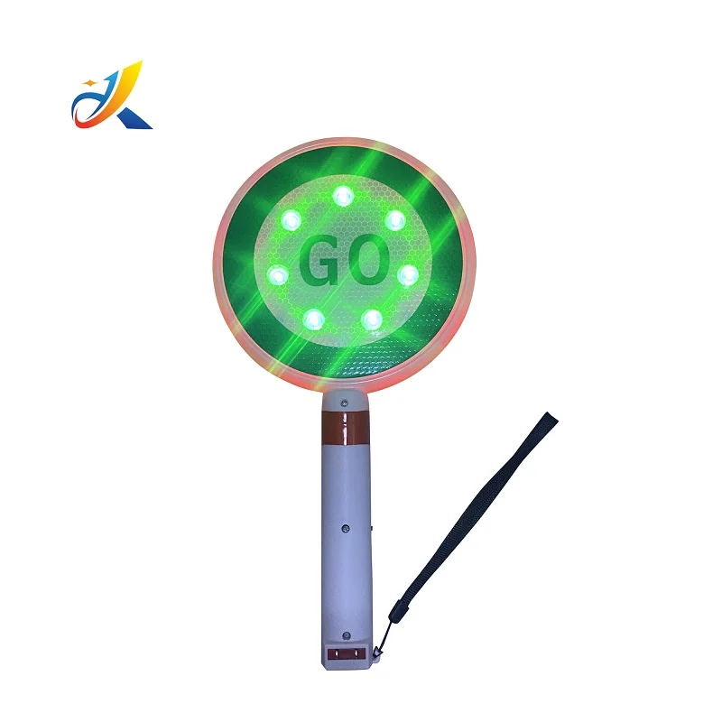 Hand Hold Safety Board LED Crowd Crossing Traffic Control Stop Go Reflective Waring Sign Flashing Signal Light
