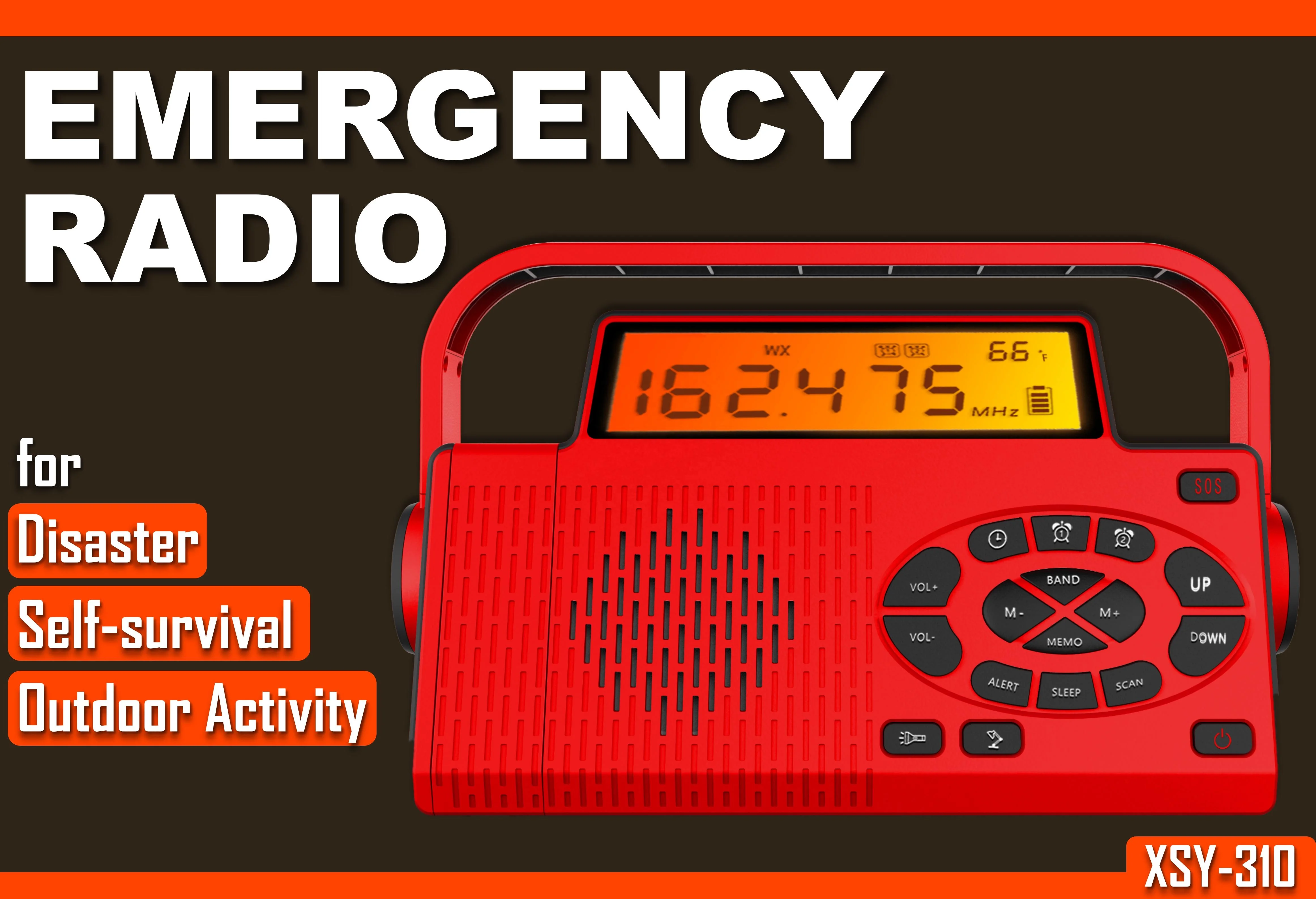 XSY-310 Hot Portable 5000mAh Battery Power Bank flashlight Solar Digital Radio Speaker NOAA weather signal SCAN and ALERT