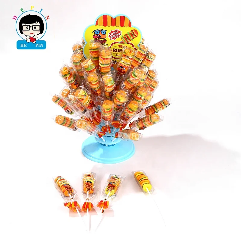 Factory Wholesale Burger Gummy Candy Fast Food Soft Candies In Stands For Parties