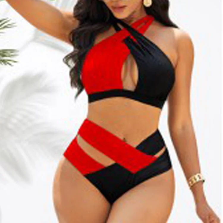 White Dots Patchwork Cross Ladies Sexy Swimsuit Extreme Micro Mini Bikinis Beachwear