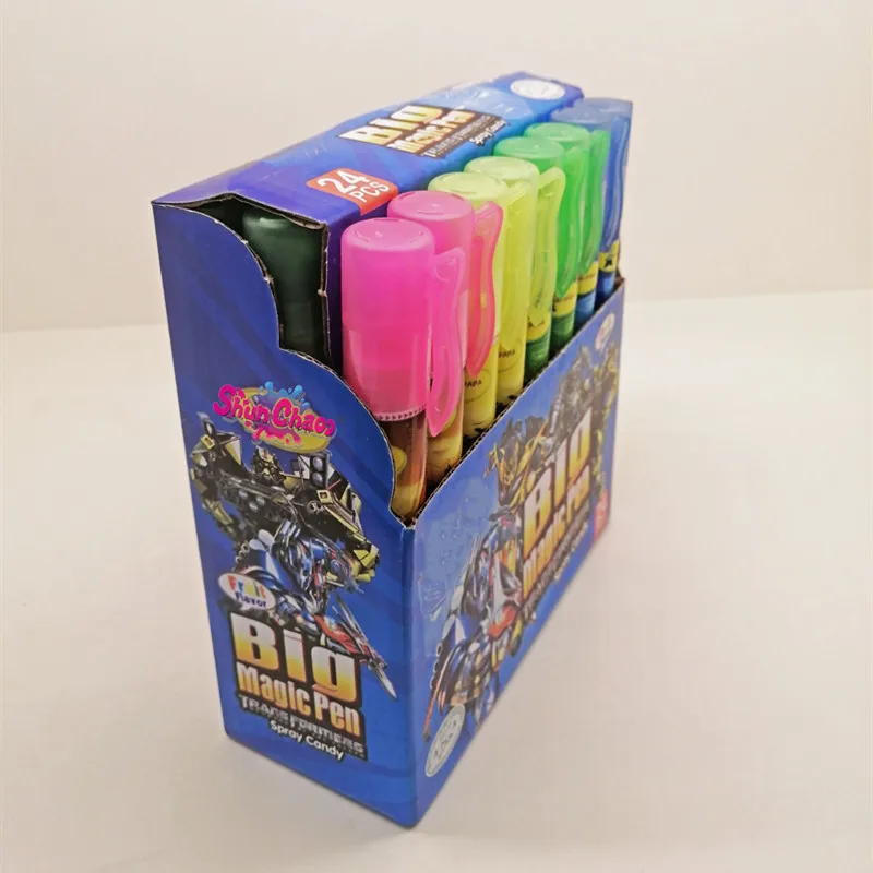 Special Design High-grade  Candy Color Transformers Cartoon Pen Shape Toy Fruity Liquid Spray Candy