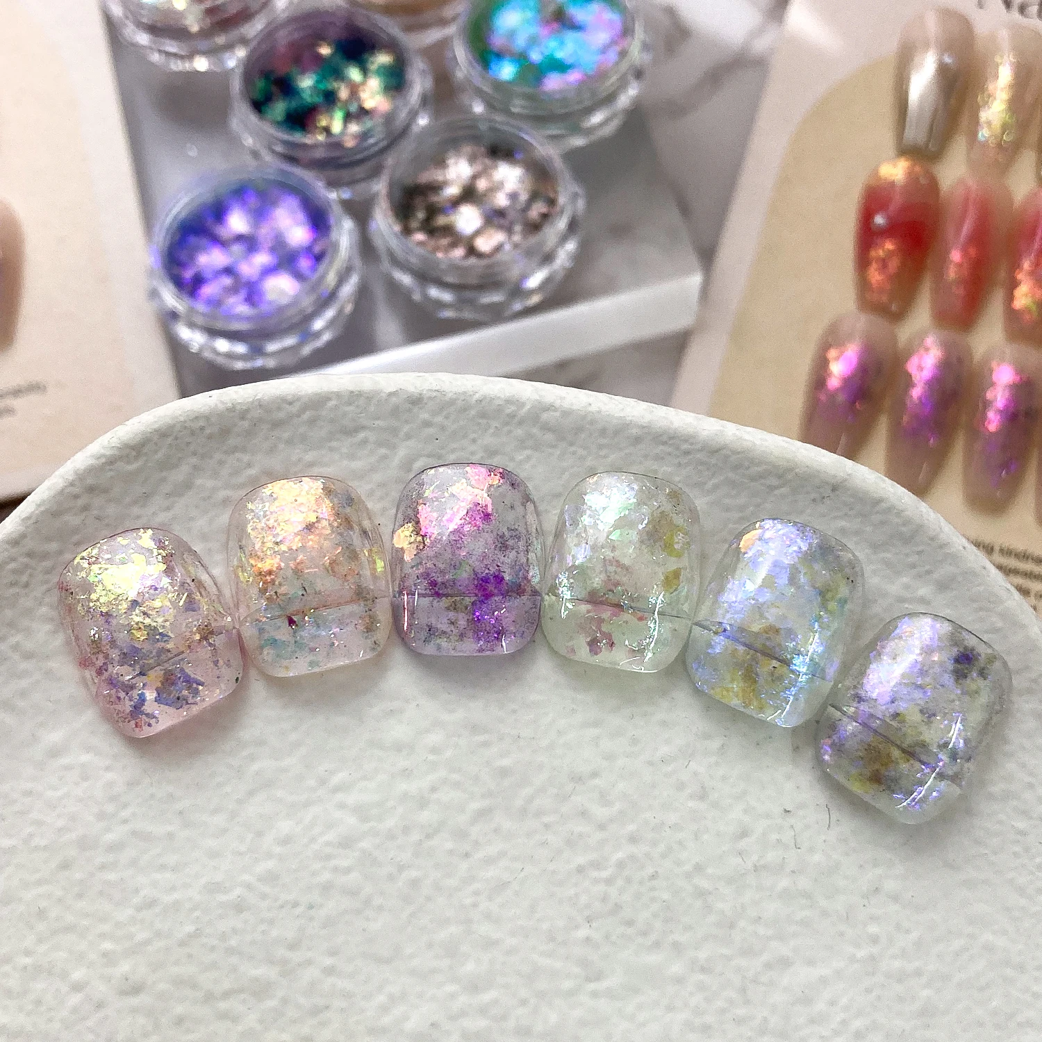 Nail glitter Fantasy Cloud Brocade Opal Polarized Nail Beauty Delicate Sparkling Pink Ice Crystal Aurora Nail Decoration