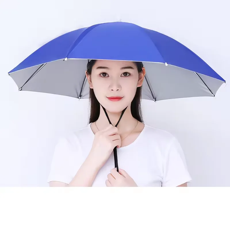 Wholesale Low MOQ Small Size Head-Mounted Silver Hat Umbrella Outdoor Customized With Logo