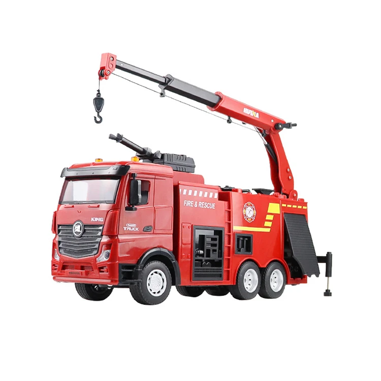 Water jet switch 1 18 scale 9CH semi alloy fire engine fighting truck toys remote control RC fire truck toy with light