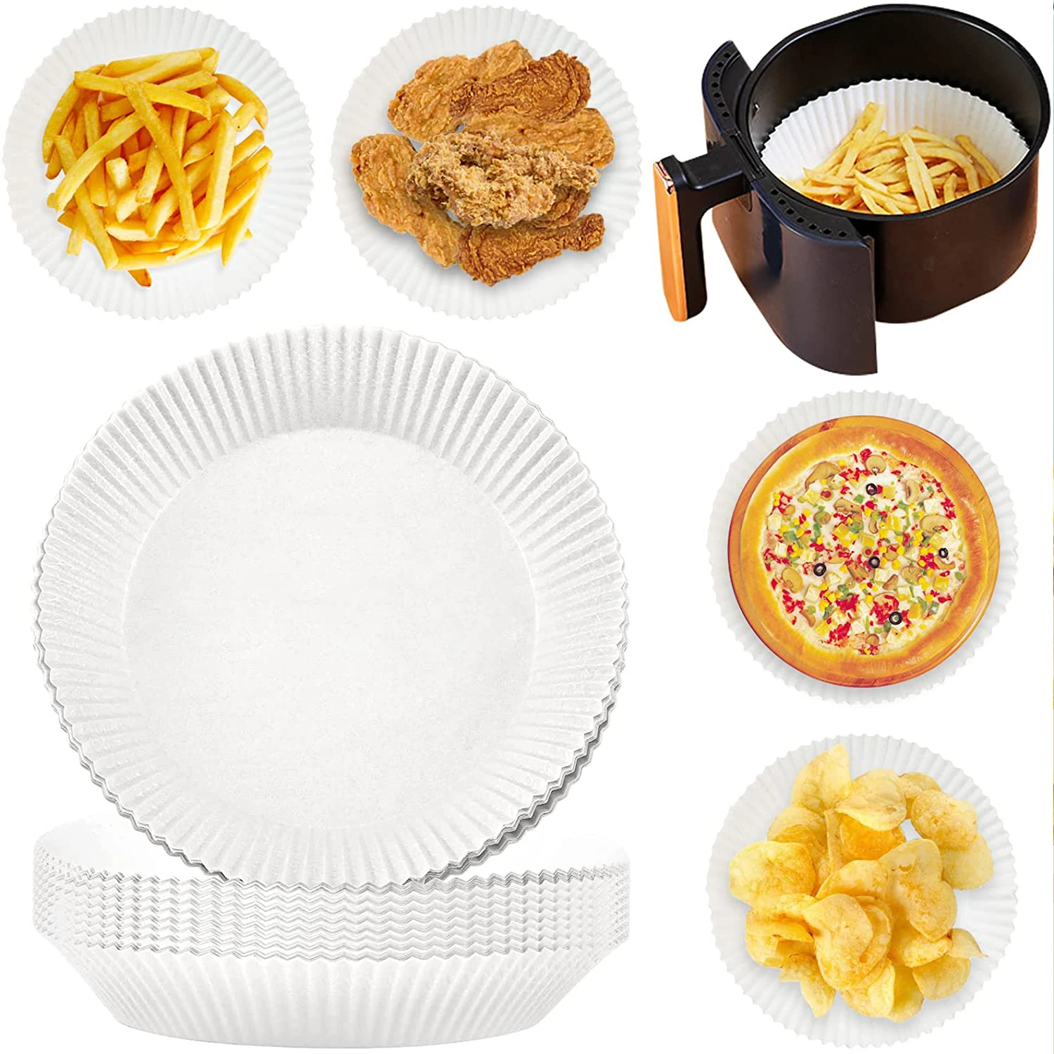 Biodegradable food grade parchment paper disposable air fryer paper tray