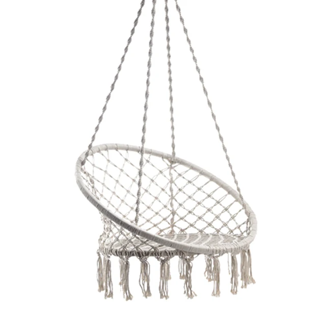 
Outdoor Indoor Garden Patio Cotton Rope Macrame Boho Style Hanging Hammock Swing Chair 
