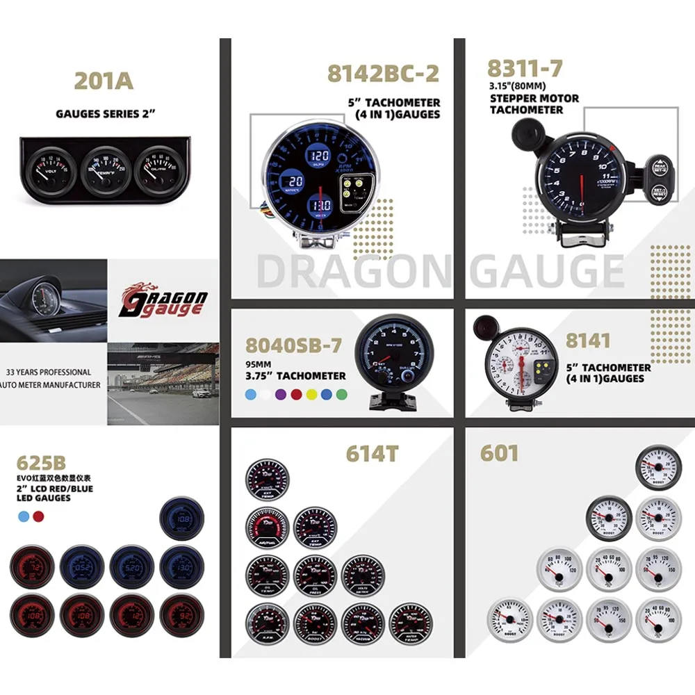  Тахометр Dragon Gauge Mercury Mirror универсальный 2 дюйма 52 мм 0-9999 12