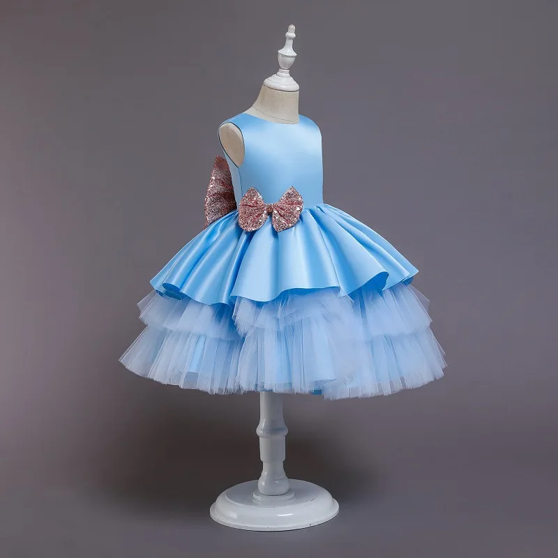 custom European 1-3 years old baby kids gauze flower skirt birthday children formal dresses girls