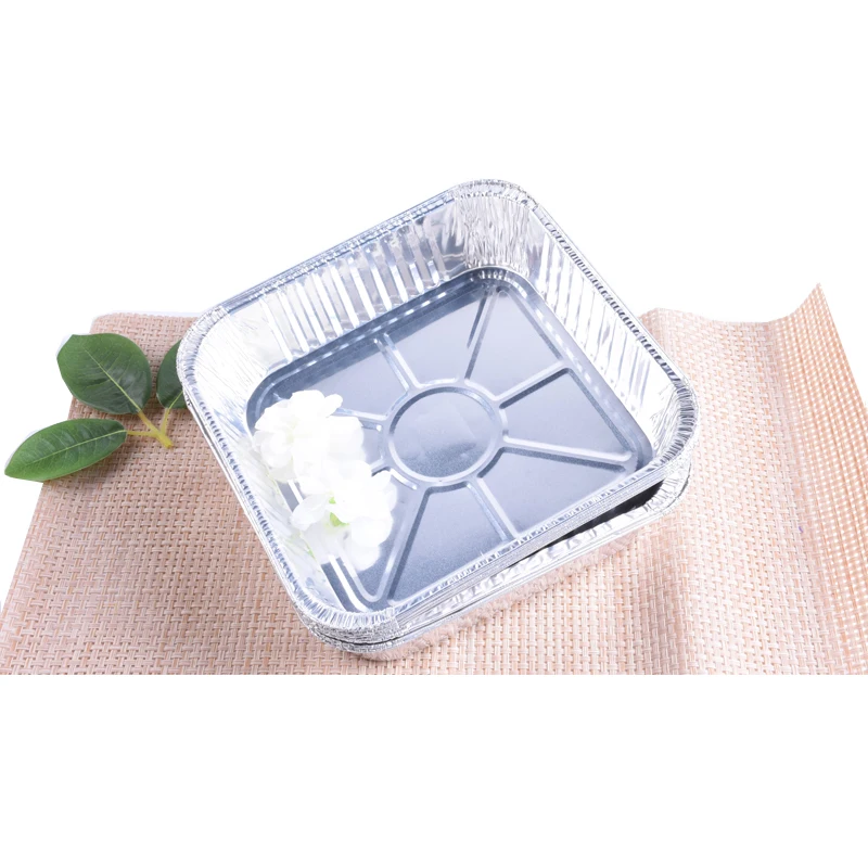 Квадратный алюминиевый контейнер с крышкой для упаковки продуктов