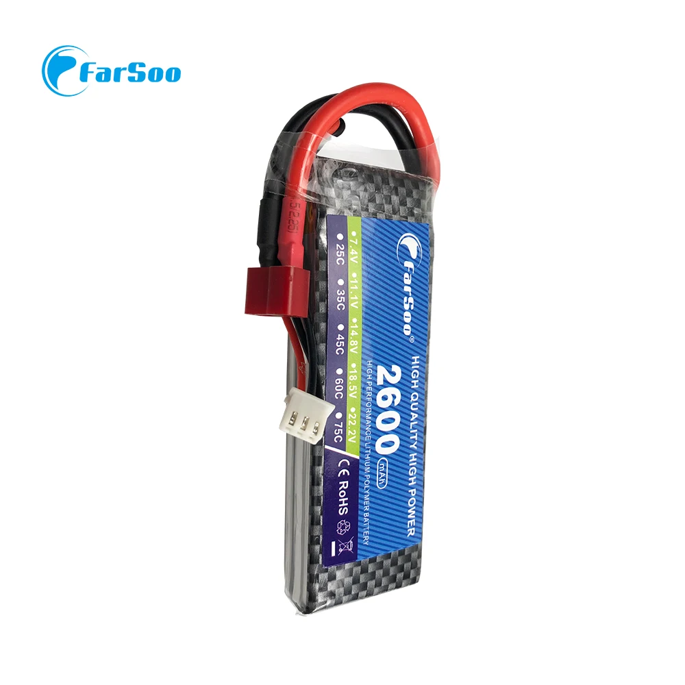 Factory lithium battery pack 2600mah 35C 40C 60CFor RC Car Truck Helicopter Boats Airplane 2S 3S 4S 5S 6S LiPo