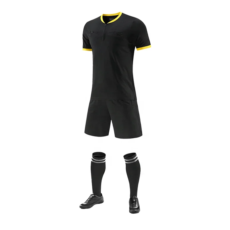 New Soccer Referee Uniforms Breathable Soccer Jersey Football Referee Jersey Set For Sale