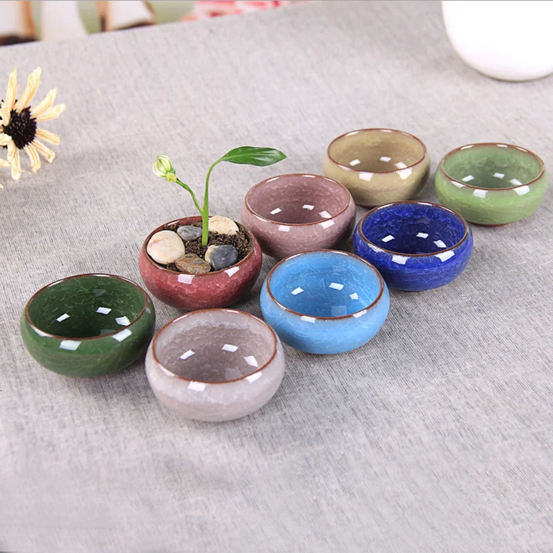 Succulent Plants Pots Mini Ice Crack Glaze Ceramics FlowerPot Garden Home Zakka Decor Craft Flower Pot