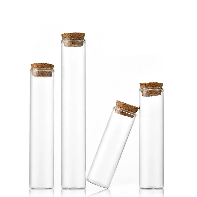 25mm Tubular Crimp Mouth High Borosilicate Glass Bottle Empty Refillable Storage Glass Tube bottle With Cork Stopper