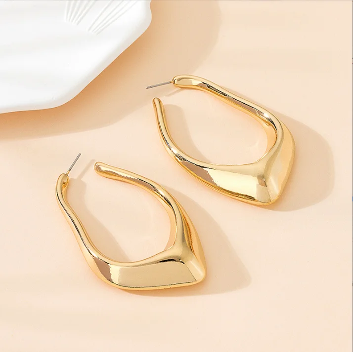 Big Exaggerated Water drop Dangle Earrings for Women Gold Color Metal geometry Irregular earrings Jewelry
