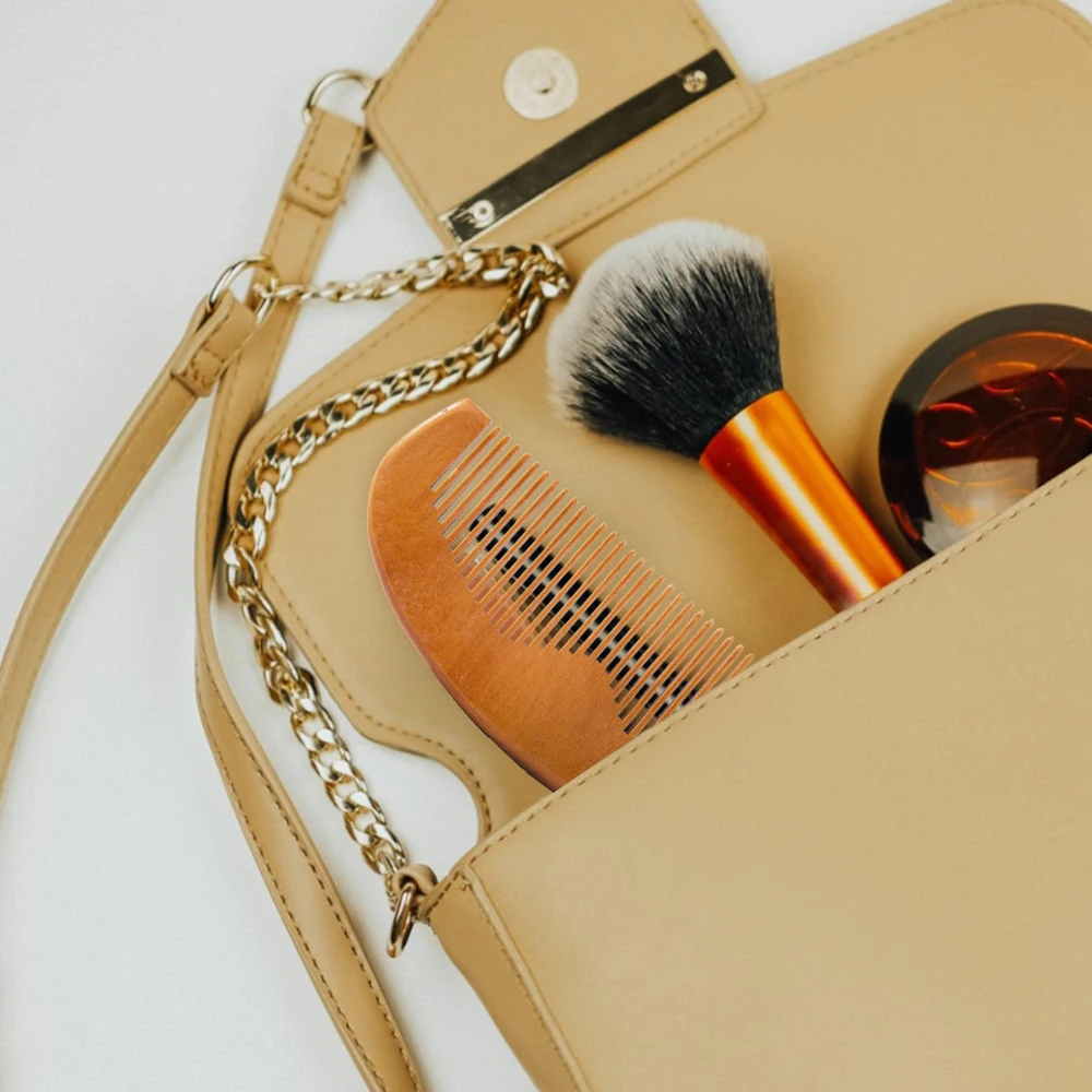 Fine Coarse Teeth Pocket Hairbrush Eco-Friendly Natural Wood Hair Comb Handmade Common Wooden Detangling Comb For Hairs & Beard