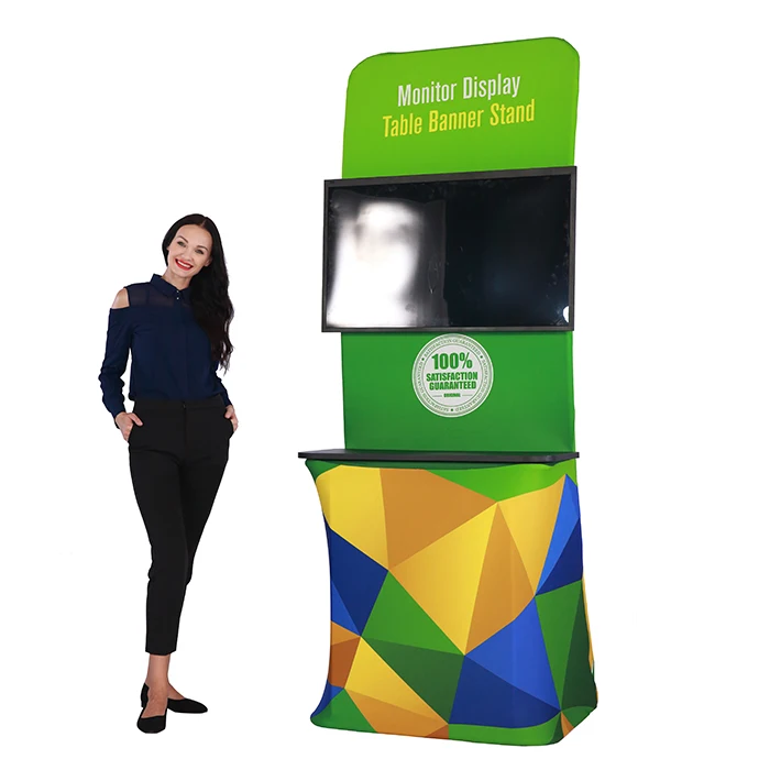 Factory customized Logo portable TV  display stand  exhibit Kiosk stand for advertising