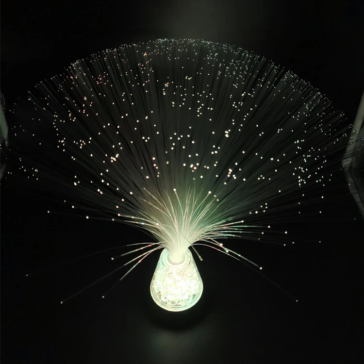 RGB color changing crystal base battery operated fiber optic lamp