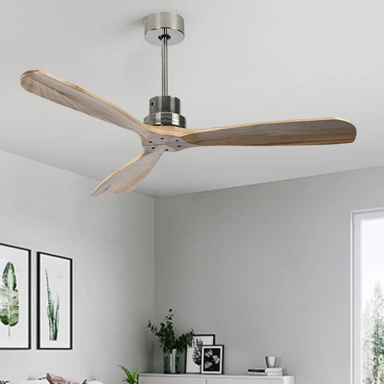 Morden Design Decorative 52inch Remote Control Three Solid Wood Blades Chandelier Led Ceiling Fan Light