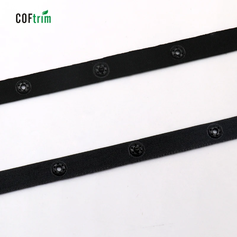 
factory wholesale Eco-Friendly press snap button tape snap button curtain tape plastic button tape for garment 