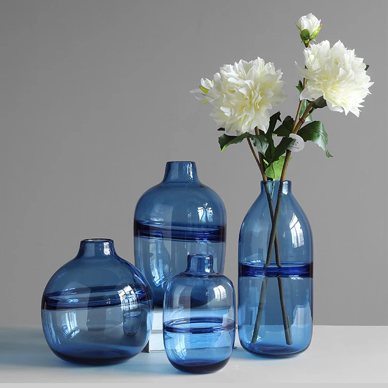 Nordic style simple creative colorful transparent glass vase ornaments flower arrangement hydroponics flower glass vase