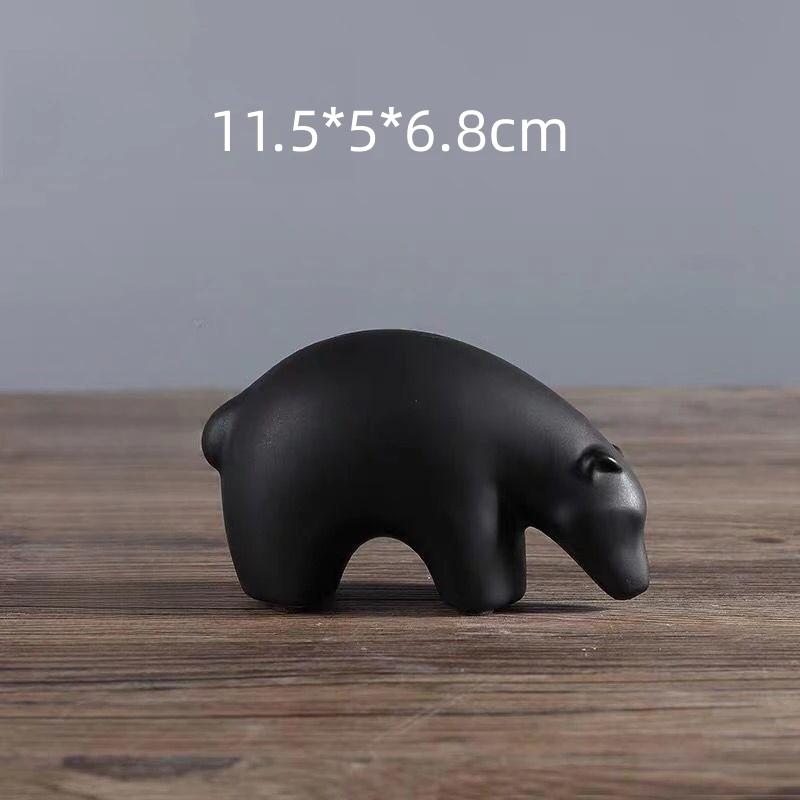 Polar Bear Figurines - Collectible Animal Art - Miniature Hand Made and Painted Ceramic Porcelain Clay Pottery Earthenware Ursin