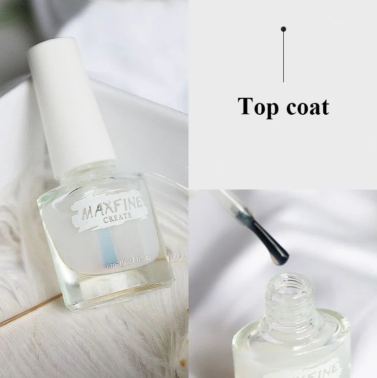 MAXFINE Wholesale Private Label Muslim Nail Polish Supplier Healthy Water Permeable Halal Top Coat Nail Polish With MSDS