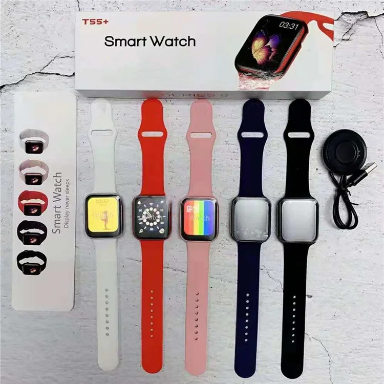  Смарт-часы T55 plus Новое поступление 2021 relojes inteligentes пульсометр BT Call iwo mi Square +