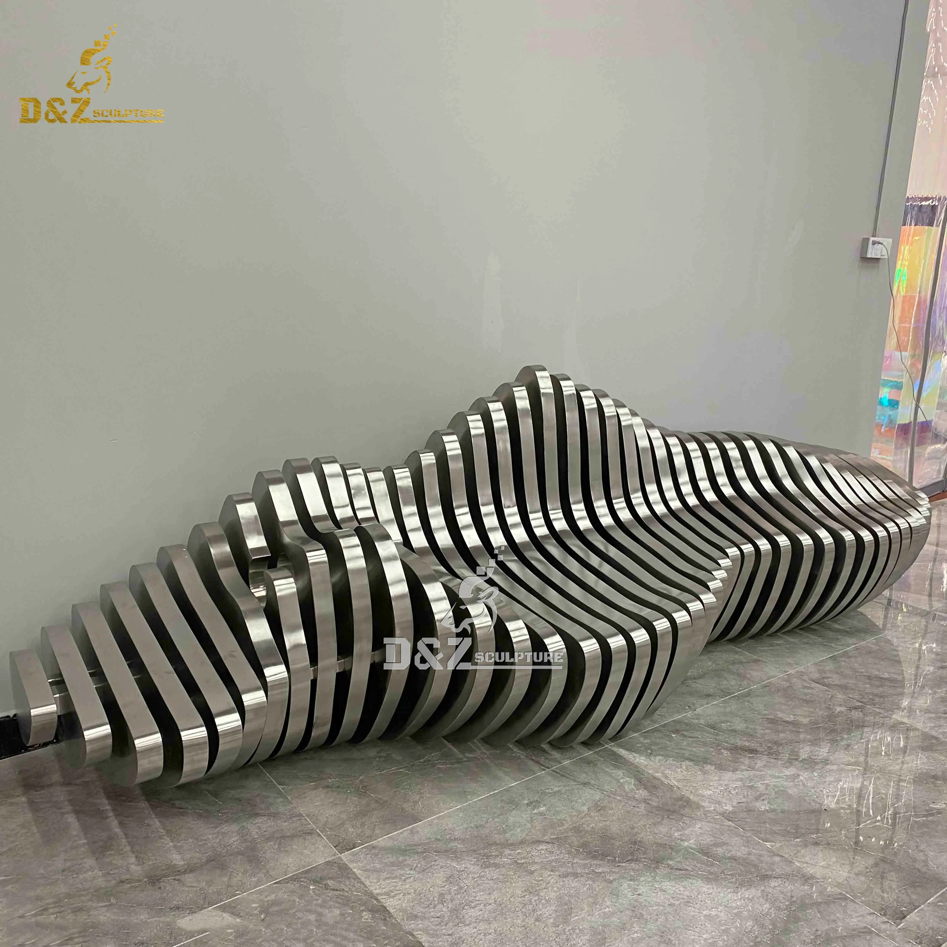 Chinese Factory Custom Size High Quality Outdoor Metal Stainless Steel Bench Sculpture