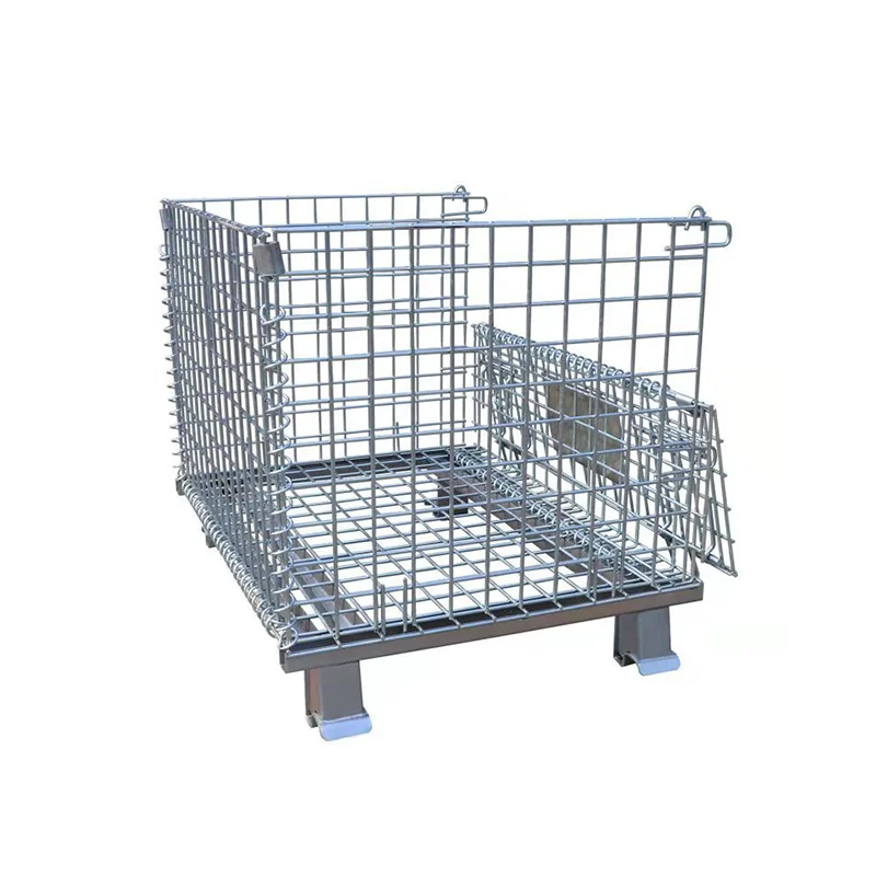 Industrial Galvanized metal storage collapsible container roll cage trolley for laundry