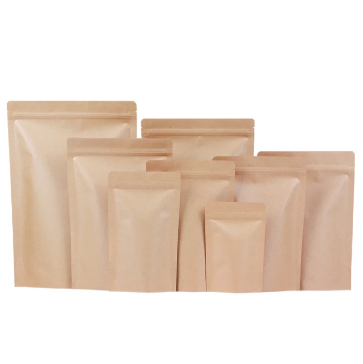 
Kraft Cookies Paper Bags Food Delivery Packaging Bag Standup Pouches Zipper Coffee Bags 