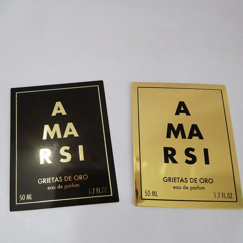 Aluminum Label for Perfume Bottles with Gold Metal Finish and Embossed Logo