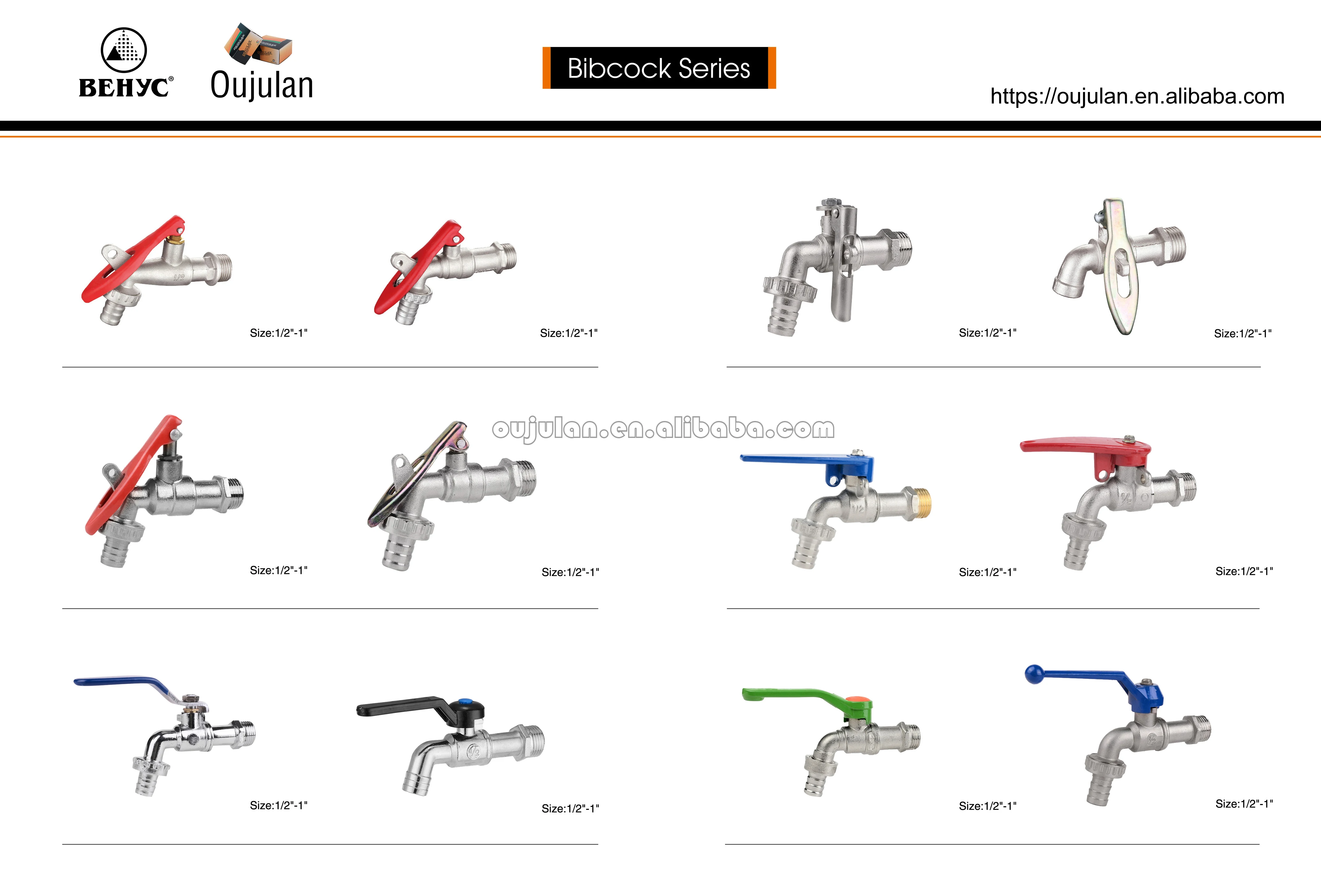 1/2inch brass bibcock | copper body aluminum handle cheap price  taps with nose for hose